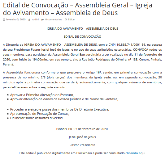 Edital de Convocação de Assembleia Geral Extraordinária 14.06.23
